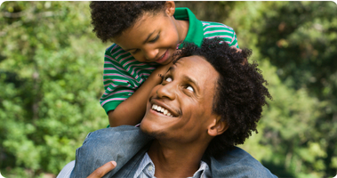 Father and son playing