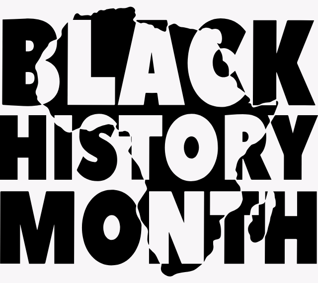 Black and white text reading "Black History Month" in all capital letters. 